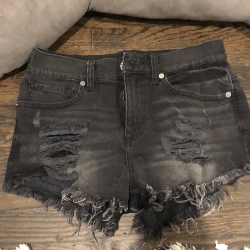 Black high waisted denim jean shorts